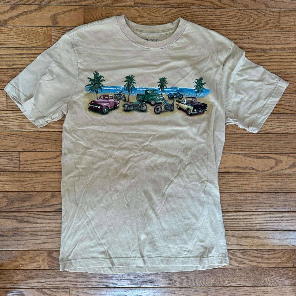 Puritan Beige Tropical Car Graphic T-Shirt